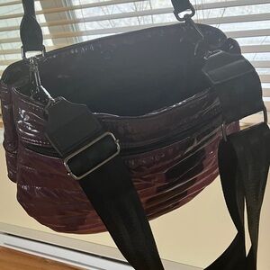 NWOT THINK ROYLN Plum Glossy Purple Eggplant Quilted Bag
